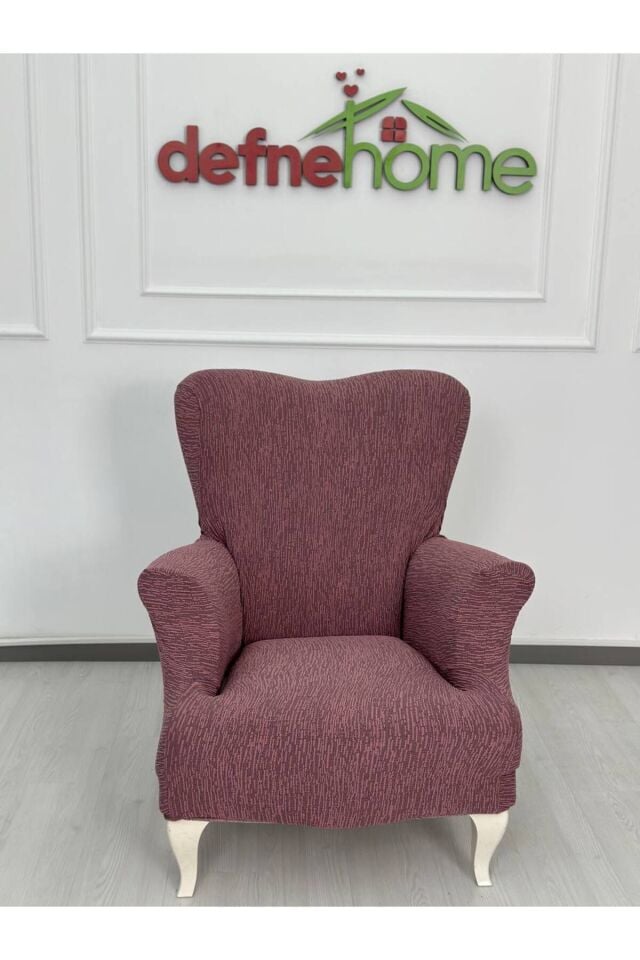 Jakar Kumaş Lastikli Kayma Yapmayan Tek Kişilik 1 Adet Berjer Örtüsü Gül Kurusu