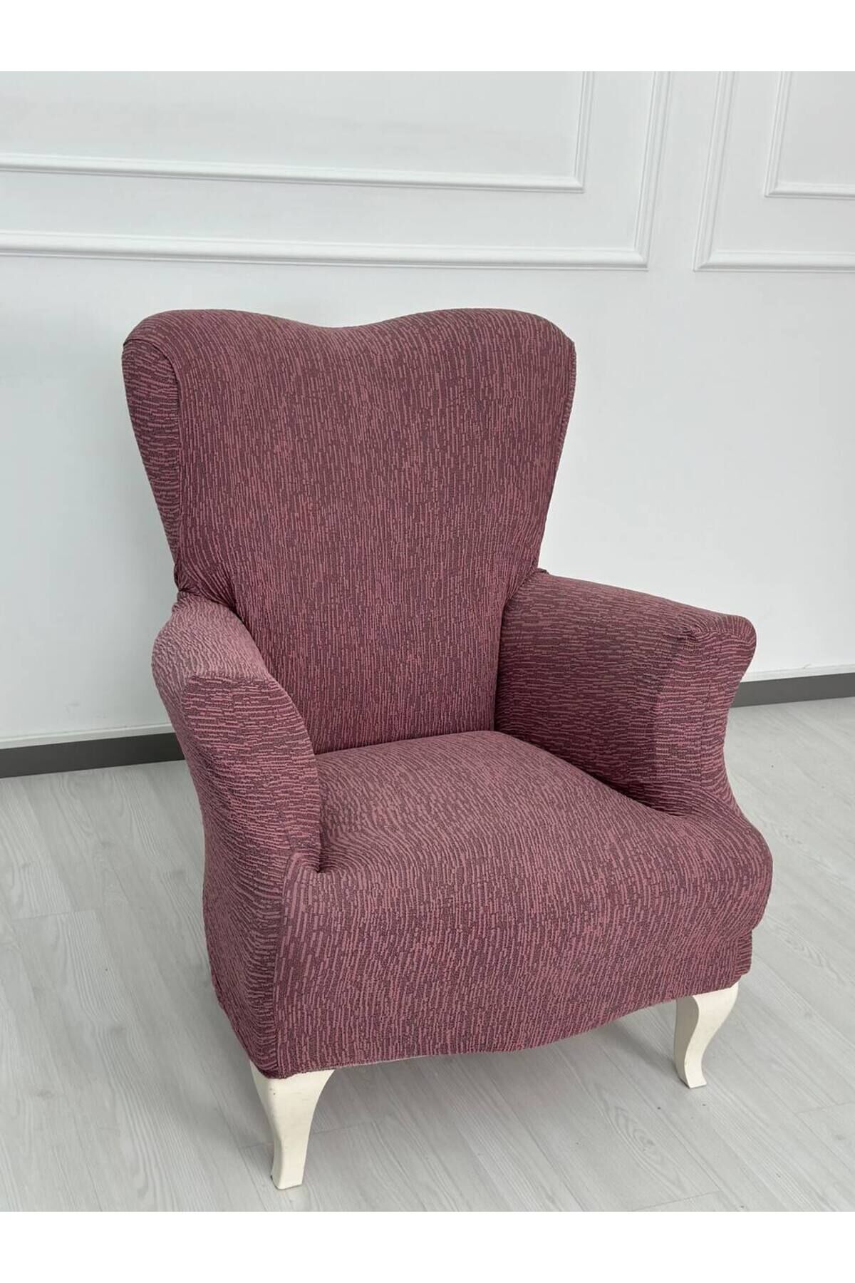 Jakar Kumaş Lastikli Kayma Yapmayan Tek Kişilik 1 Adet Berjer Örtüsü Gül Kurusu