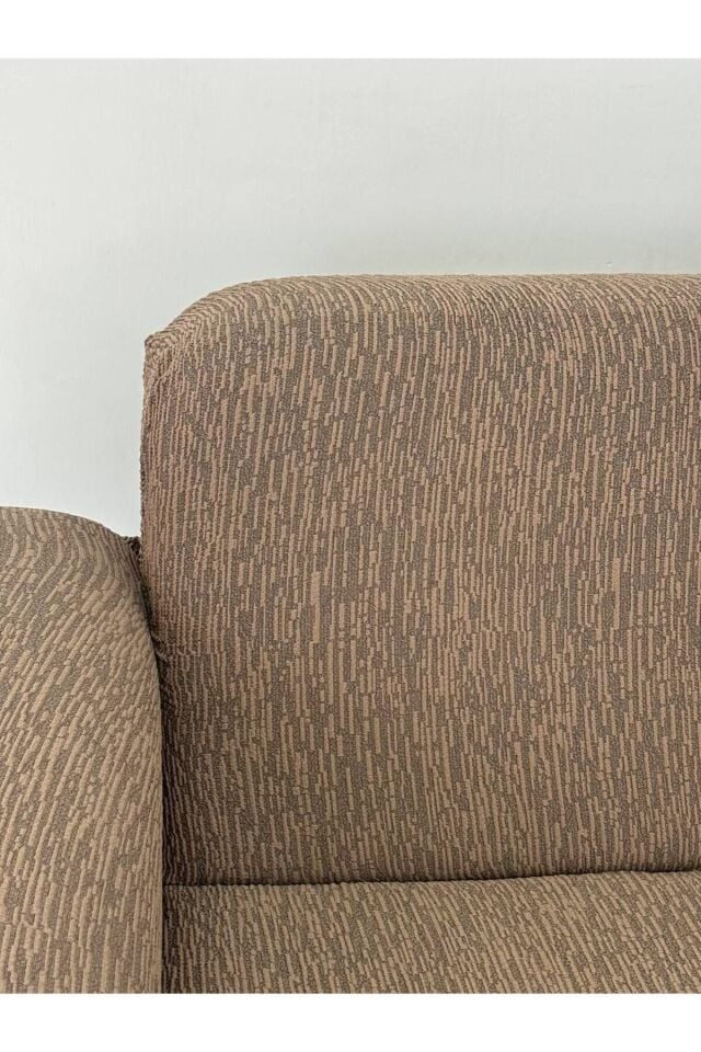 Jakar Kumaş Lastikli Kayma Yapmayan3 Kişilik Tekli Kanepe Örtüsü Kahverengi