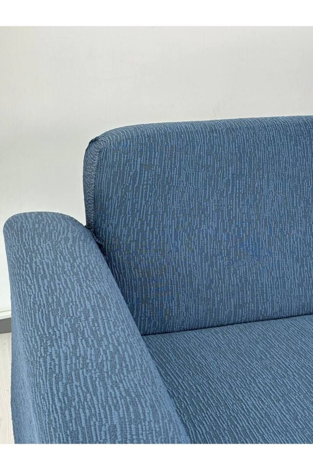 Jakar Kumaş Lastikli Kayma Yapmayan3 Kişilik Tekli Kanepe Örtüsü Indigo