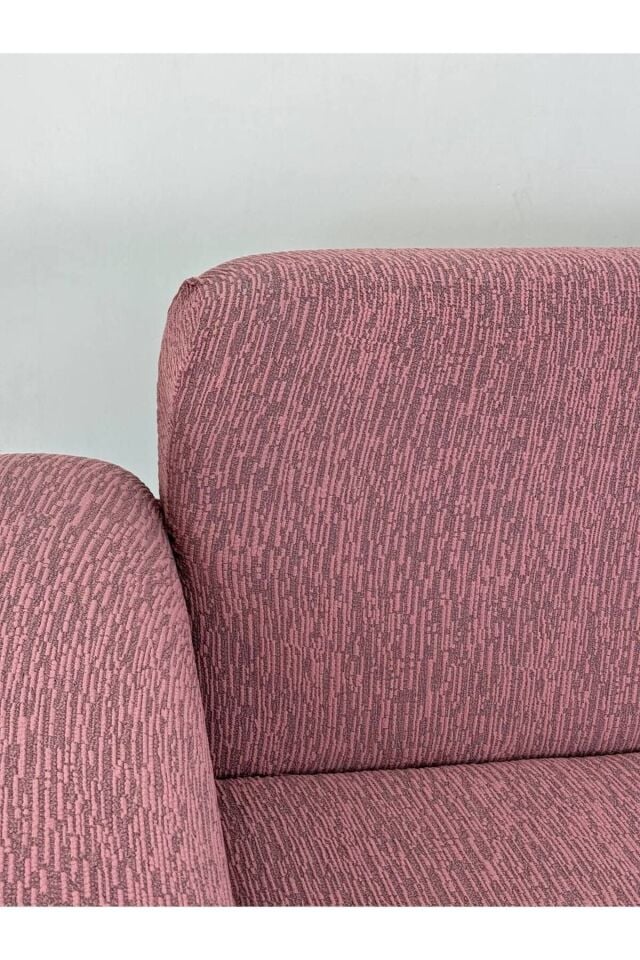 Jakar Kumaş Lastikli Kayma Yapmayan3 Kişilik Tekli Kanepe Örtüsü Gül Kurusu